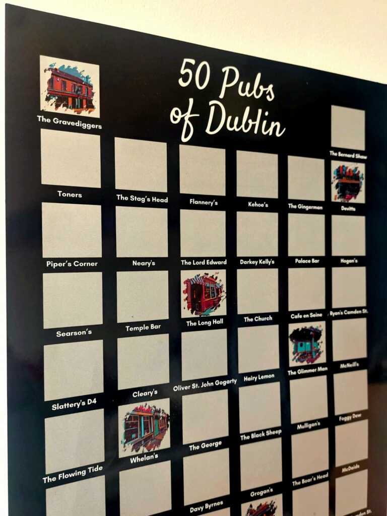 50 Pubs of Dublin - Scratch Off Poster (Silver)
